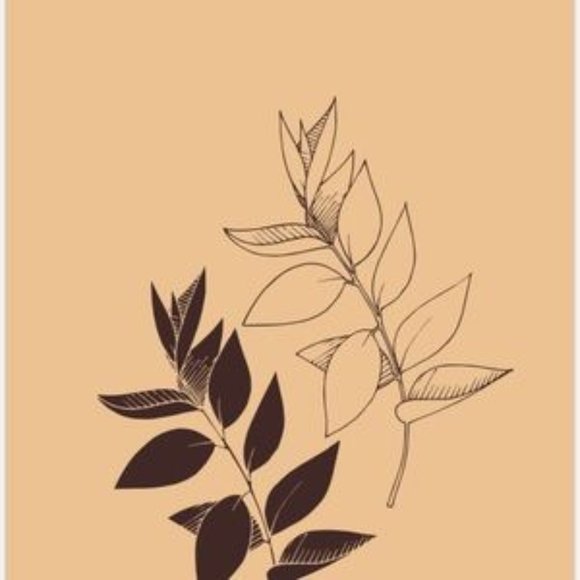 Modern minimalist stem with leave abstract wallart - Picture 2 of 2